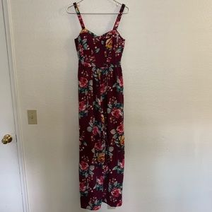 Maroon floral jumpsuit